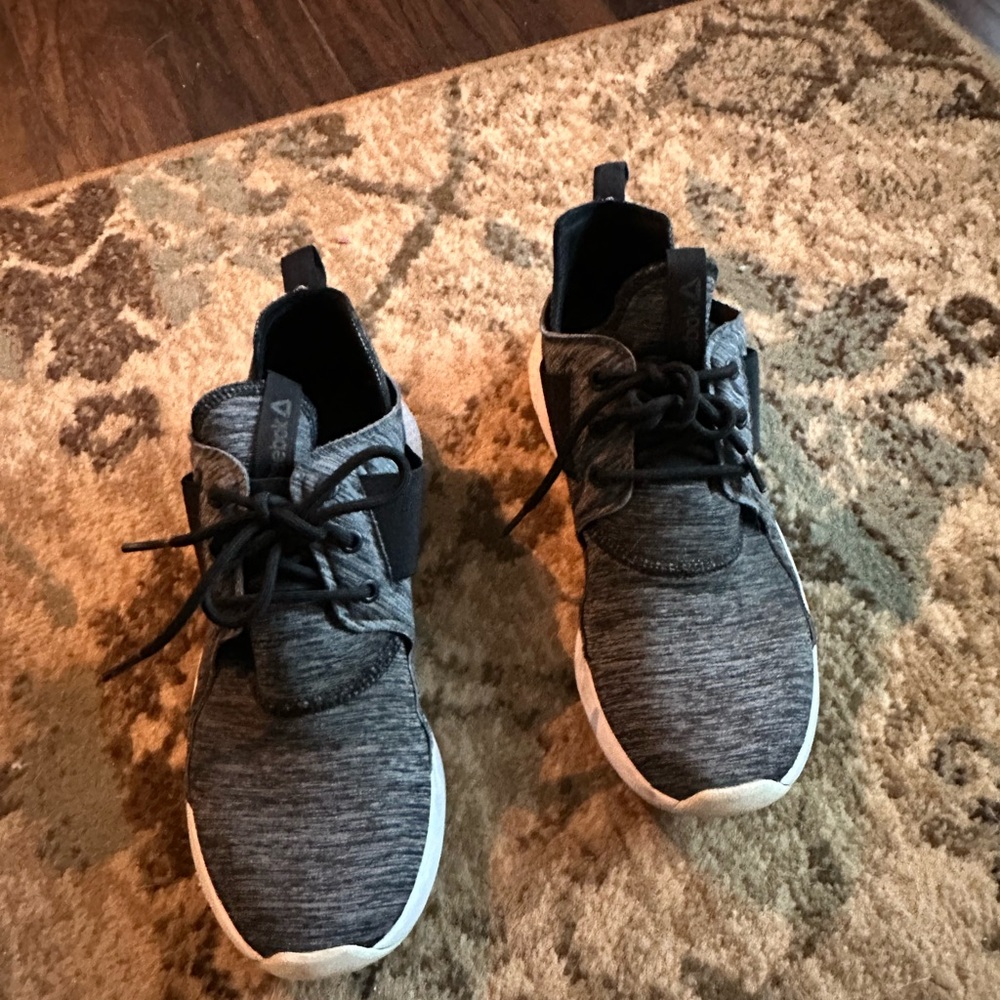 Adidas Black and Gray Sneakers with Knit Upper